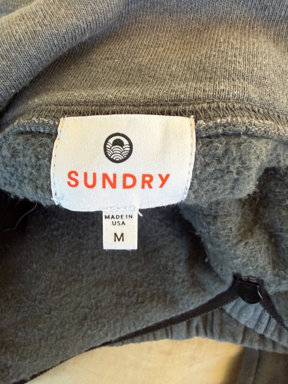 WOMEN'S SUNDRY MIXED MEDIA HALF ZIP POPOVER GREY SWEATSHIRT GORP-CORE PREPPY - Picture 9 of 12